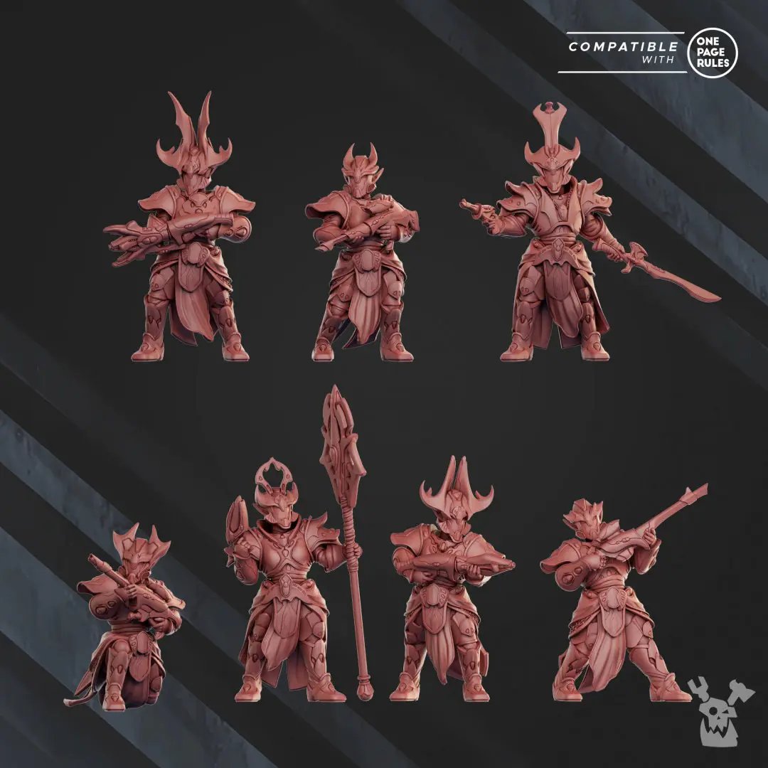 3D printed Orbit Guardians Squad x7 model by DakkaDakka Miniatures, assembled and painted miniature figures by Last Hope Miniatures.