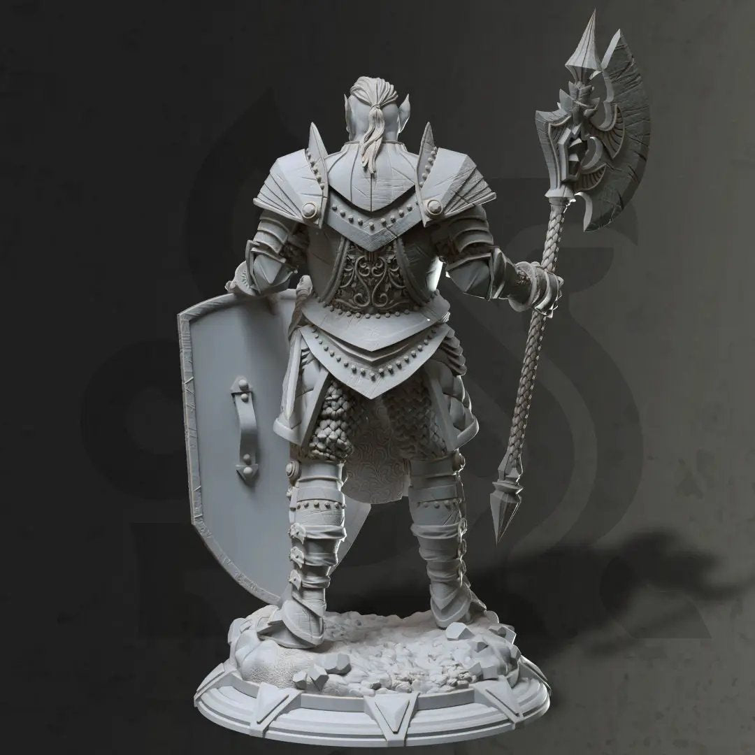 3D printed Orc Knight model by Last Hope Miniatures, featuring detailed armor and weaponry, displayed on a flat surface.