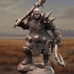 3D printed Orc War Captain model by Last Hope Miniatures, featuring detailed armor and fierce stance for tabletop gaming.