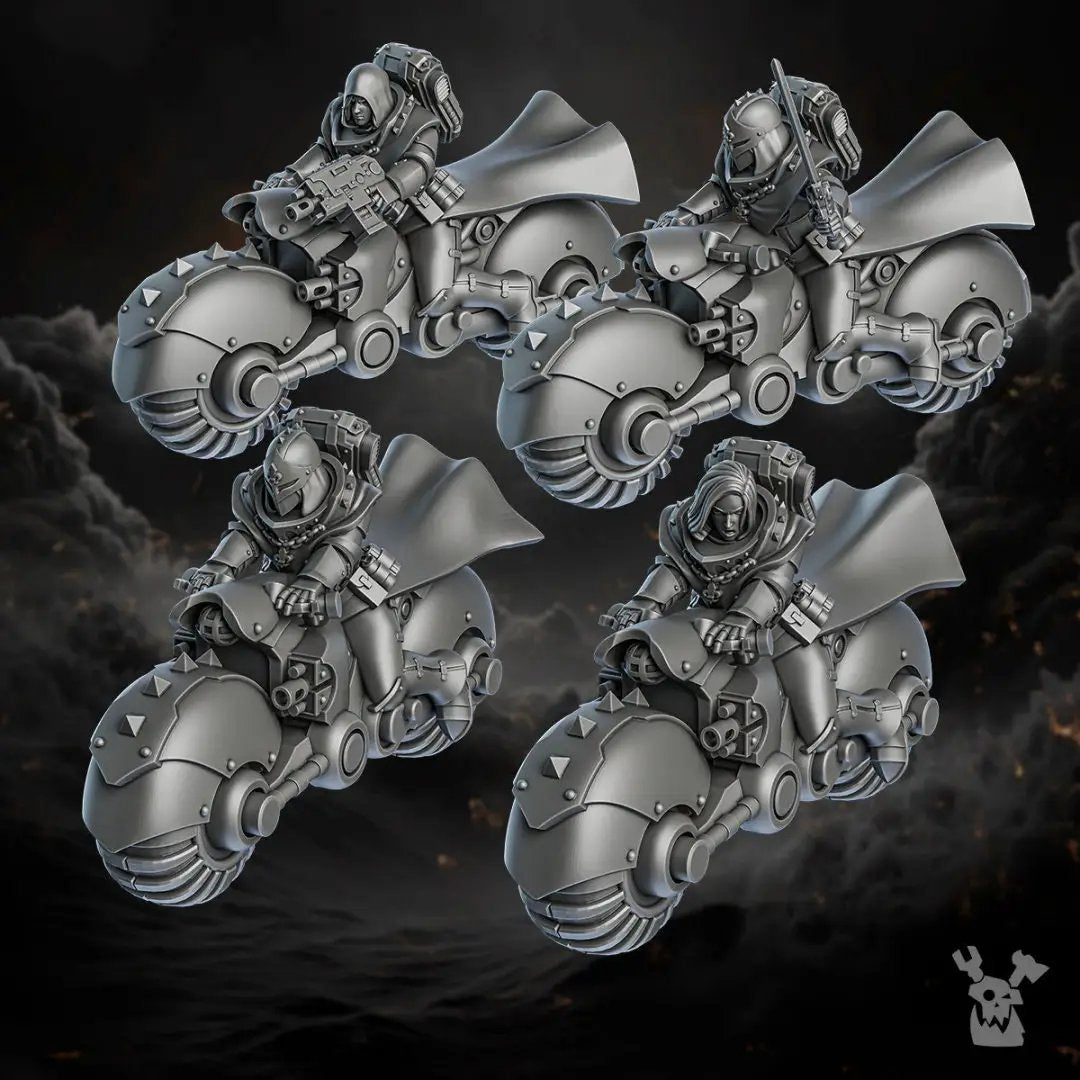 3D printed Order of Repentance Biker Squad model by Last Hope Miniatures, detailed miniature for tabletop gaming.