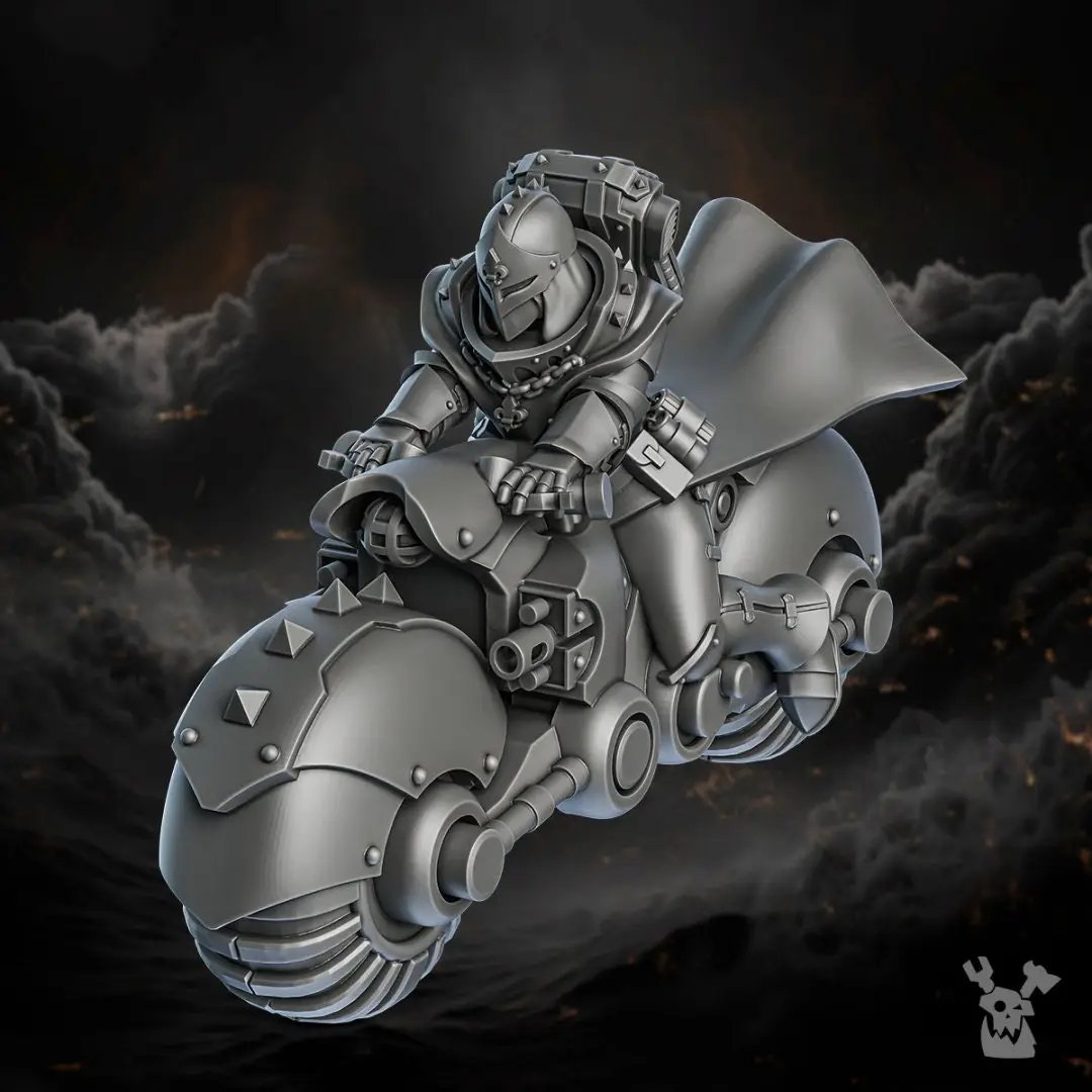 3D printed Order of Repentance Biker Squad model by Last Hope Miniatures, featuring detailed miniatures with biker armor and weapons.