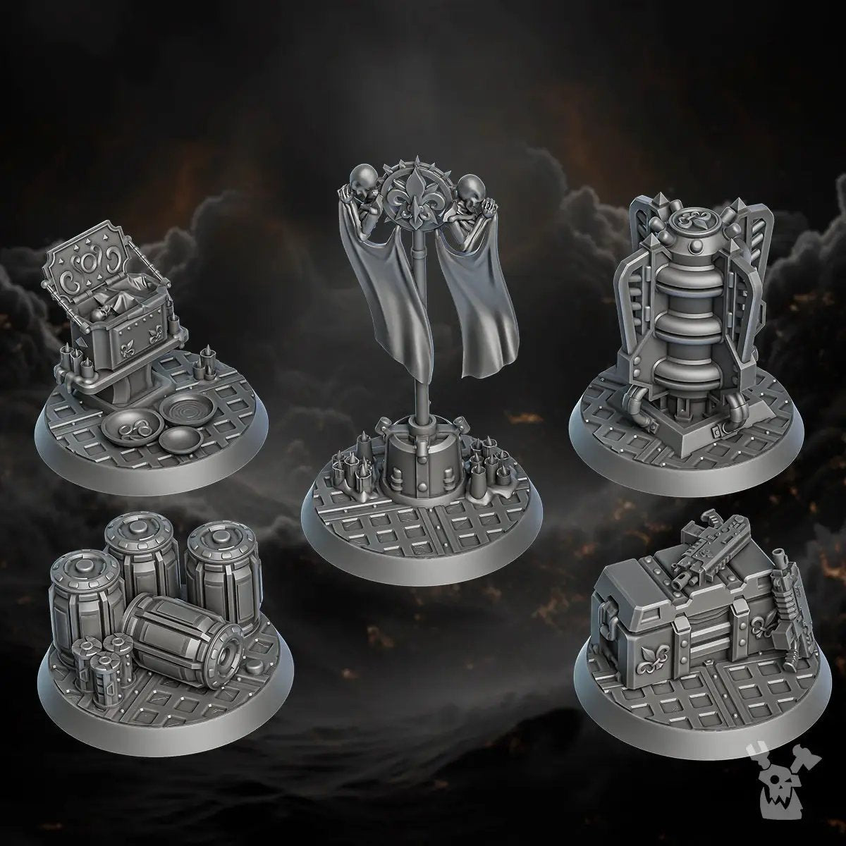 3D printed Order of Repentance objective markers by DakkaDakka Miniatures, crafted by Last Hope Miniatures, featuring detailed model designs.