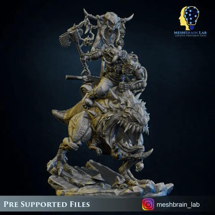3D printed Ork Beast Hunter model by Meshbrain Labs, detailed miniature from Last Hope Miniatures collection.