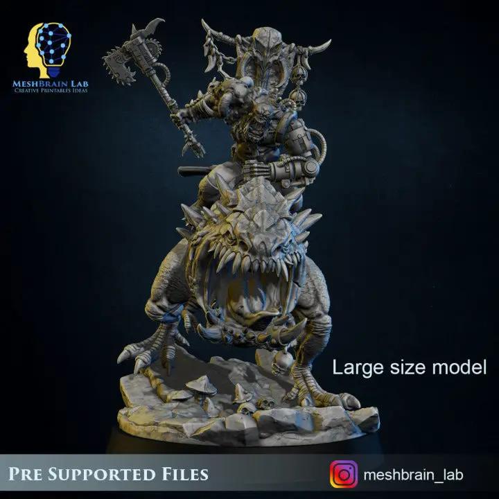 3D printed Ork Beast Hunter model by Meshbrain Labs, detailed miniature from Last Hope Miniatures collection.