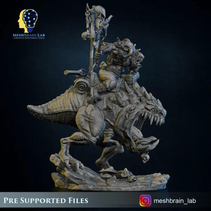 3D printed Ork Beast Hunter model by Meshbrain Labs, detailed miniature figure from Last Hope Miniatures collection.