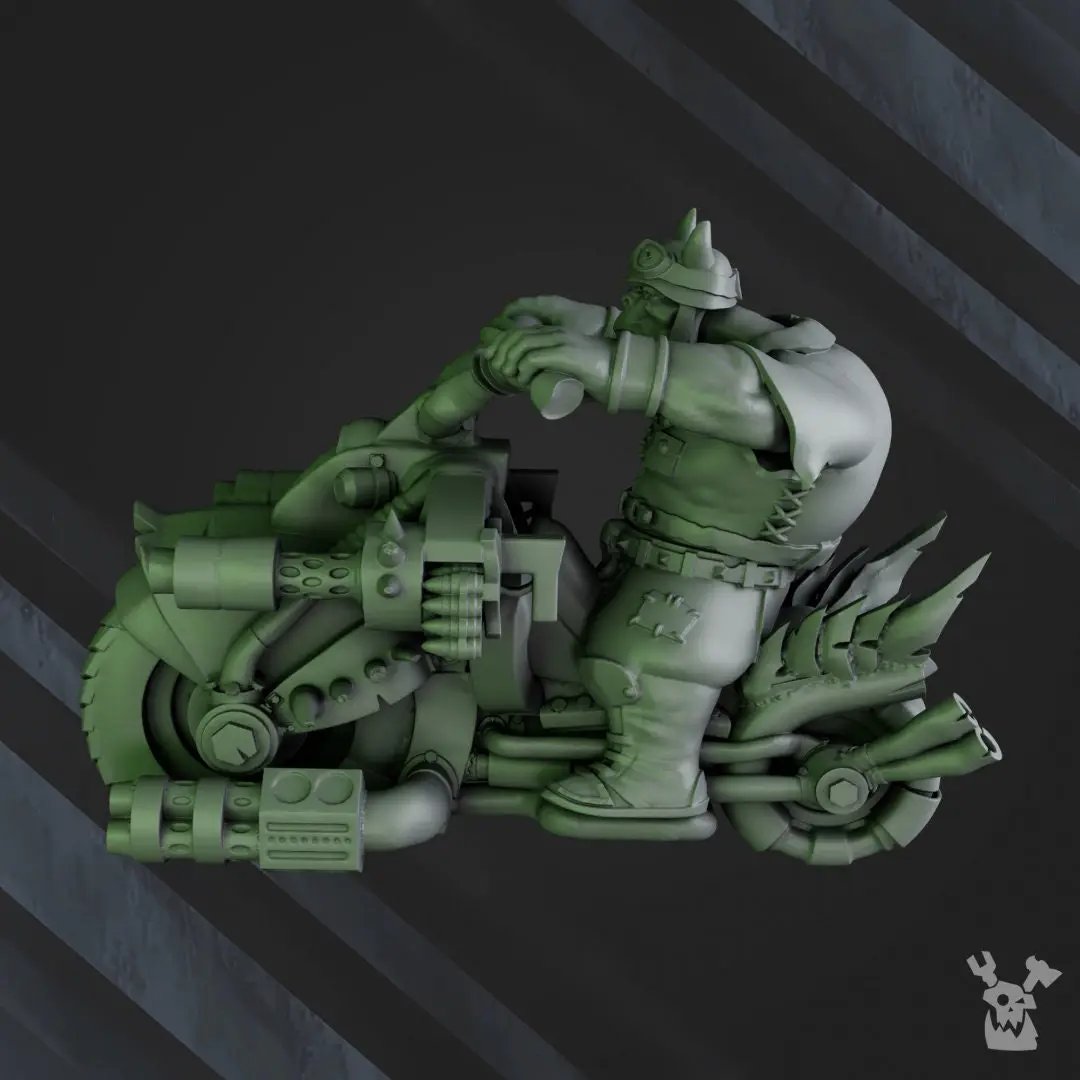 3D printed Ork Biker Boyz model by DakkaDakka Miniatures, detailed miniature figure from Last Hope Miniatures collection.