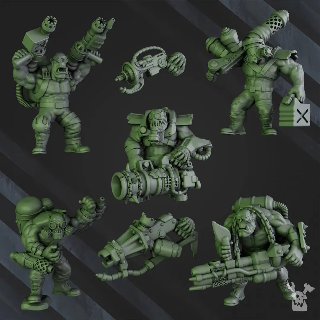 3D printed Ork Burnerz model by DakkaDakka Miniatures, detailed fantasy mini figurine from Last Hope Miniatures collection.