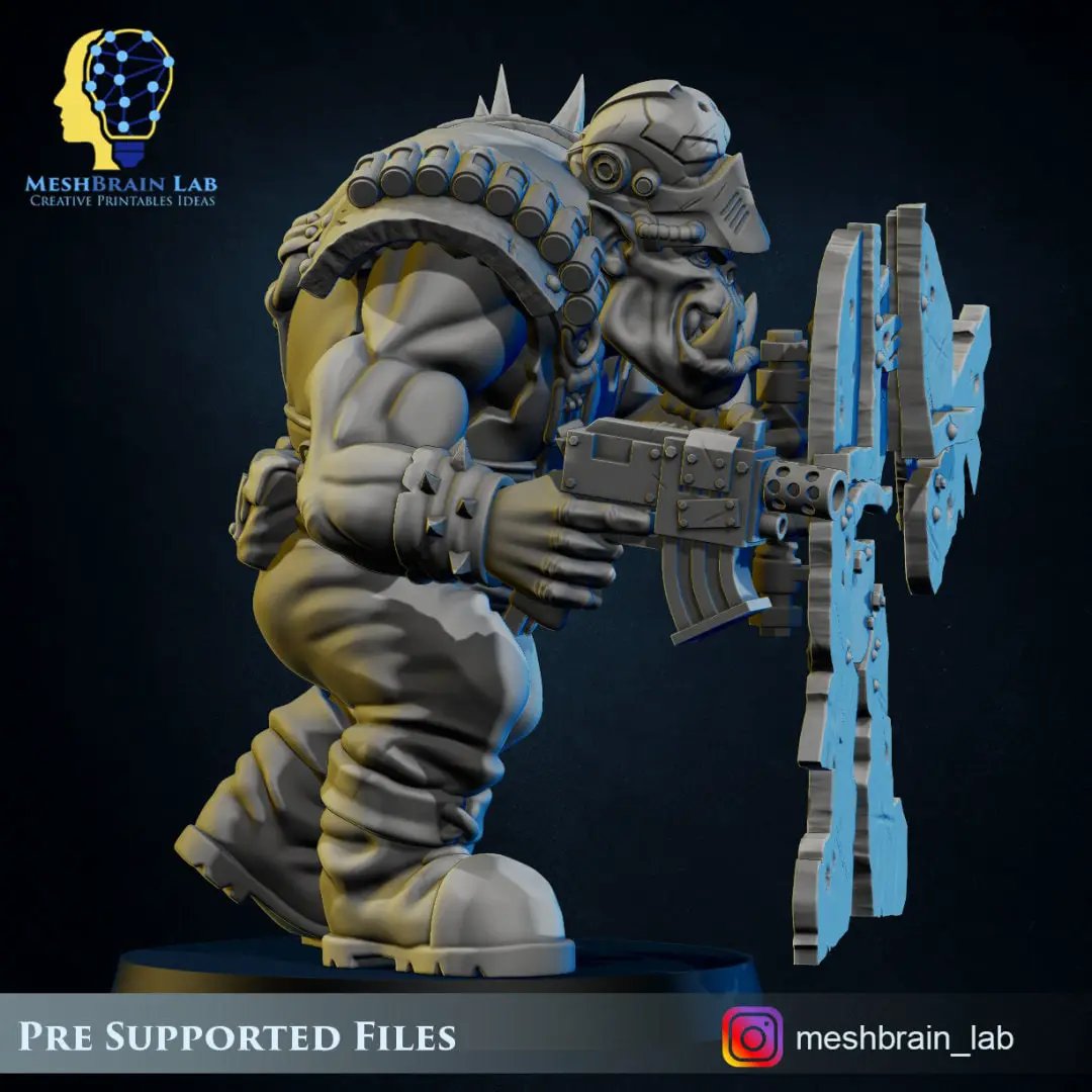 3D printed Ork Commando Stealth Master model by Meshbrain Labs, detailed miniature from Last Hope Miniatures.
