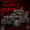 3D printed Ork Hottruck model by Last Hope Miniatures, featuring detailed green Ork figure and rugged vehicle design.