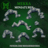 12 3D printed Ork legs model by Last Hope Miniatures for Mekka Miniatures, detailed green Ork leg parts on a white background.