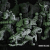 3D printed Ork Maradaz x5 model by DakkaDakka Miniatures, painted green with detailed armor and weaponry, from Last Hope Miniatures.