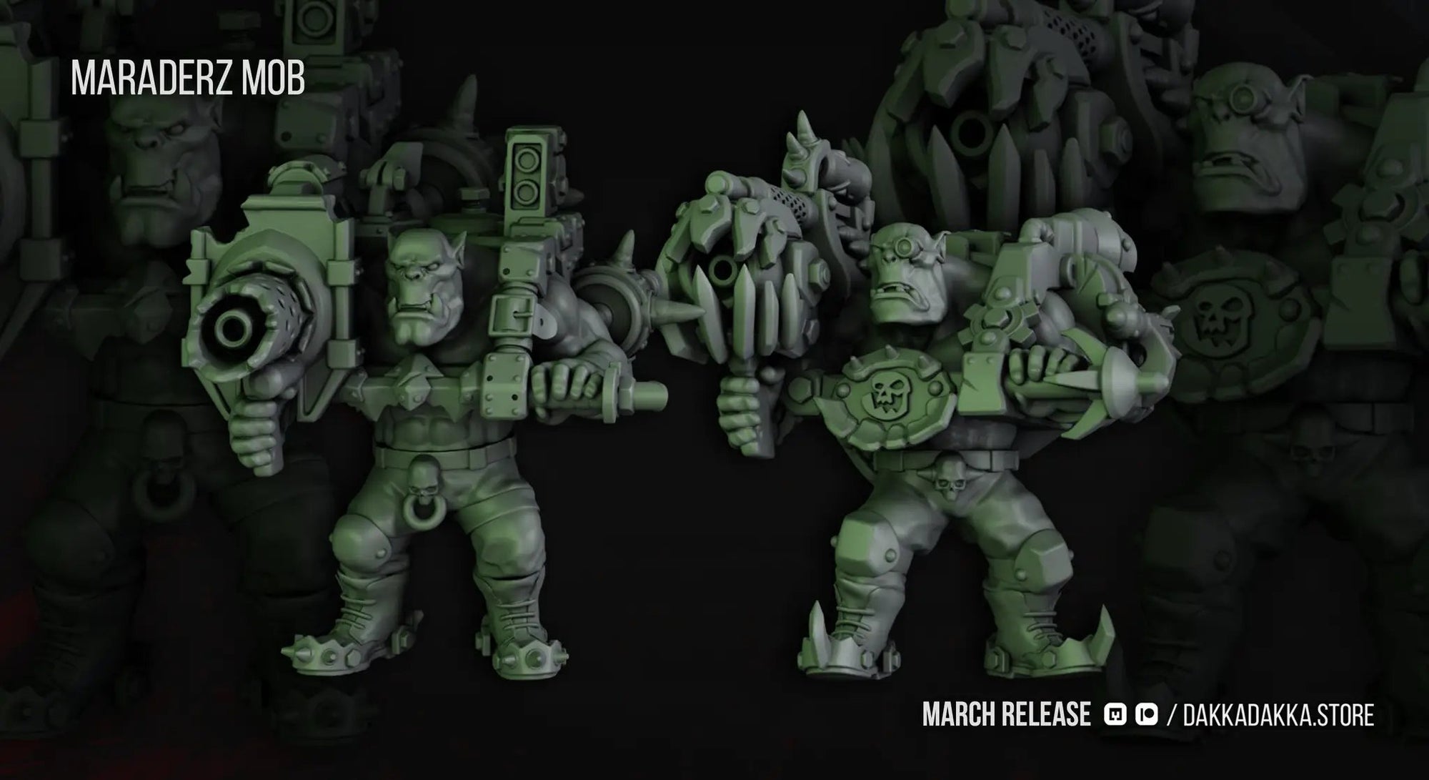 3D printed Ork Maradaz x5 model by DakkaDakka Miniatures, assembled and painted miniature figure from Last Hope Miniatures collection.