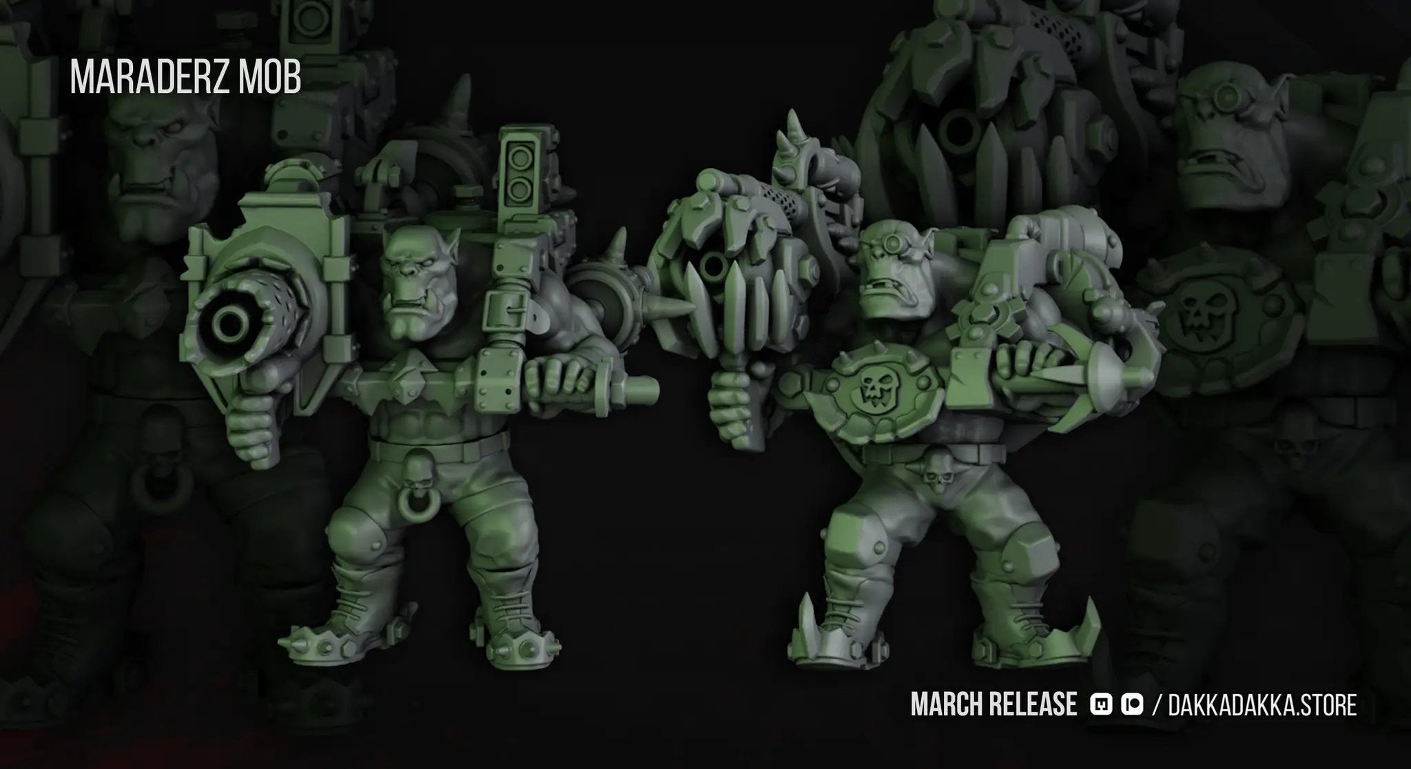 3D printed Ork Maradaz x5 model by DakkaDakka Miniatures, assembled and painted miniature figure from Last Hope Miniatures collection.