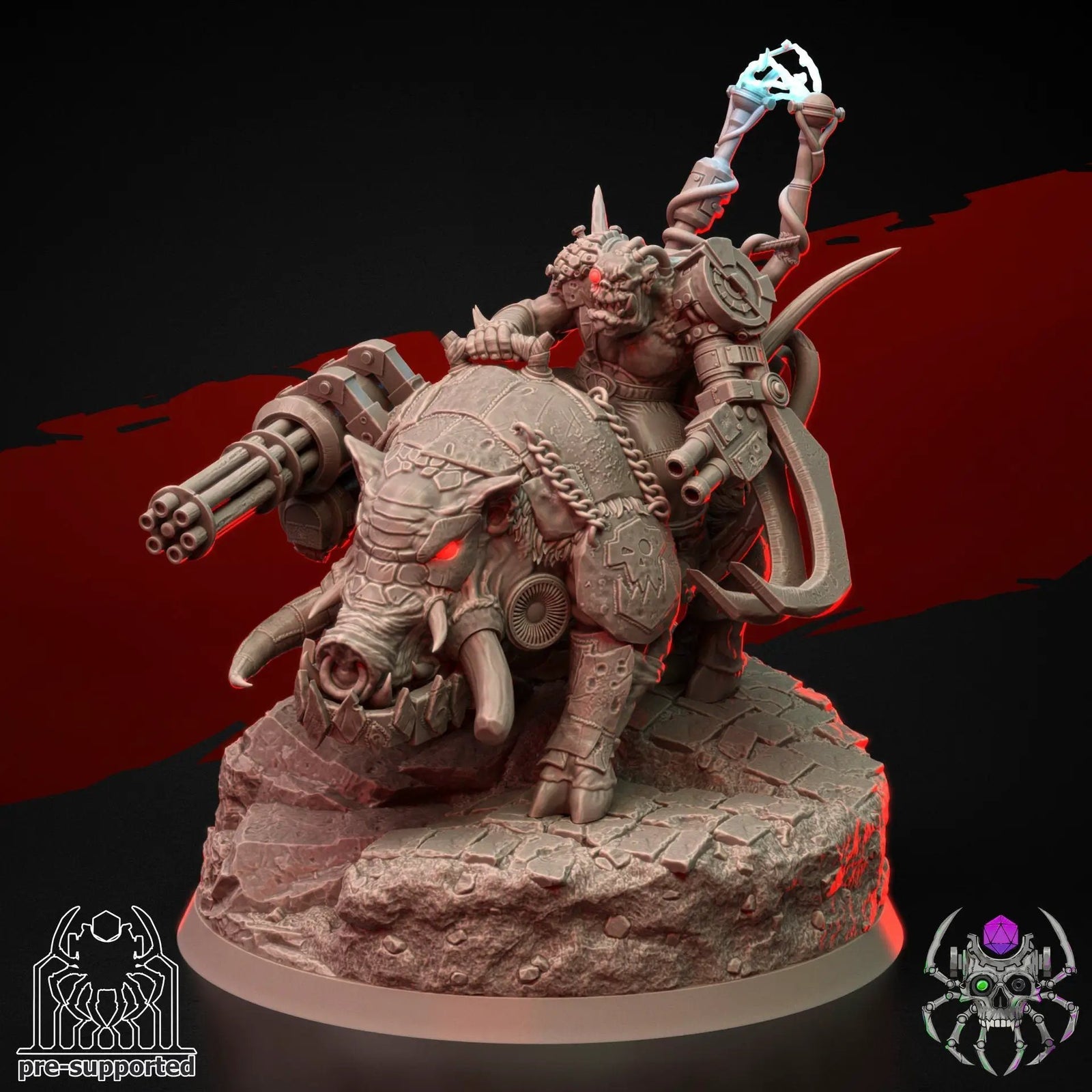 3D printed Ork Raider model by Last Hope Miniatures, detailed miniature figure with intricate armor and weaponry, painted in green tones.