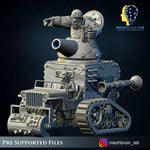 3D printed Ork Super Tank model by Meshbrain Labs, detailed miniature for tabletop gaming, by Last Hope Miniatures.