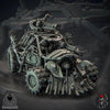 3D printed Ork Warbuggy model by Last Hope Miniatures, detailed miniature vehicle with green and brown paint, on a display base.