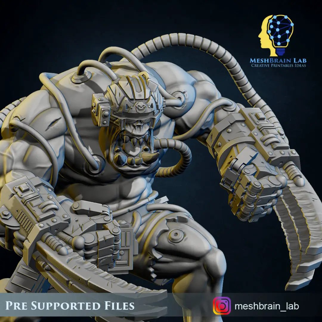 3D printed Ork Weapon Waagh model by Meshbrain Labs Miniatures, detailed miniature for tabletop gaming by Last Hope Miniatures
