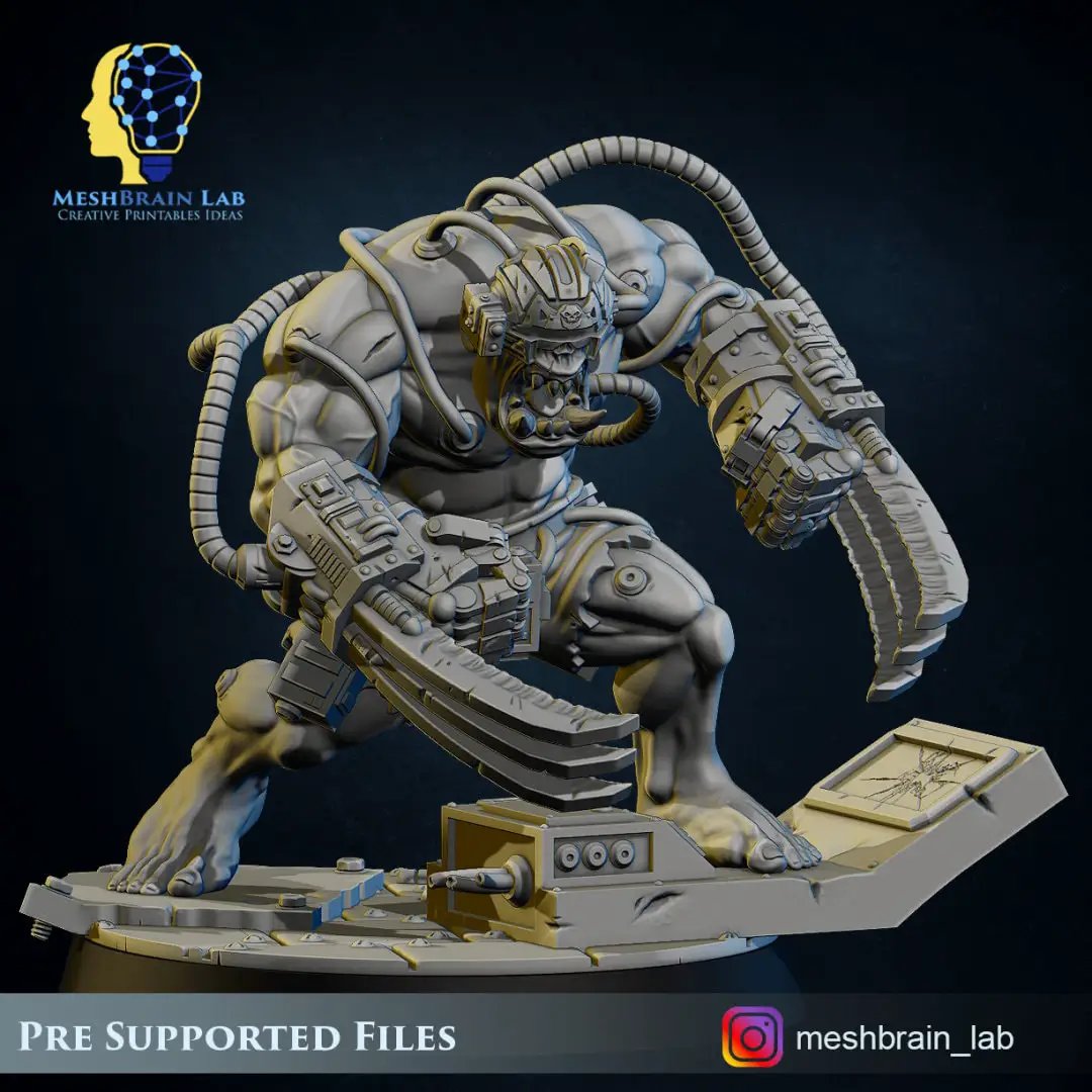 3D printed Ork Weapon Waagh model by Meshbrain Labs Miniatures, crafted by Last Hope Miniatures, showcasing detailed Ork weapon design.