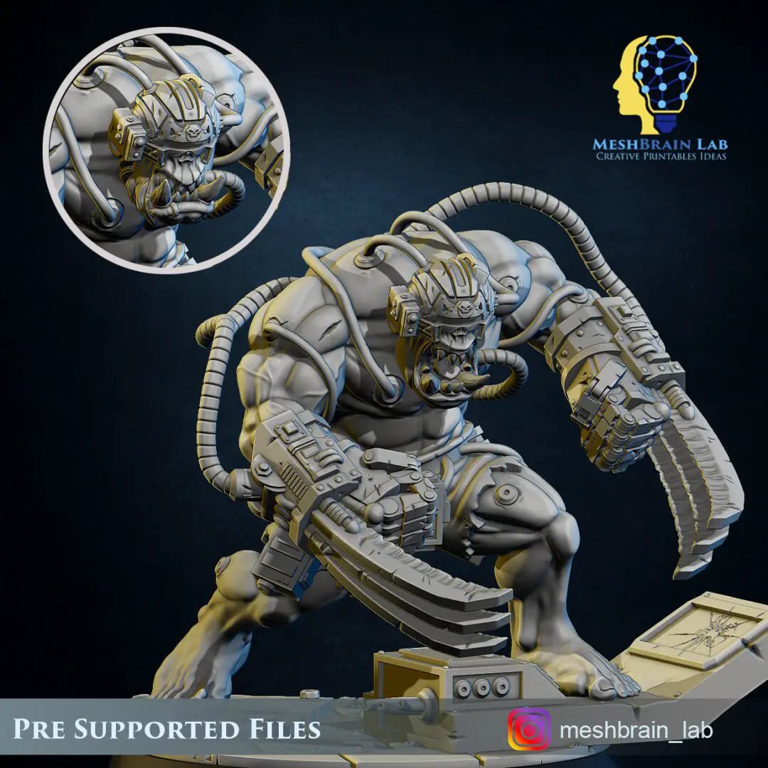 3D printed Ork weapon Waagh model by Meshbrain Labs Miniatures, detailed miniature for tabletop gaming, from Last Hope Miniatures.