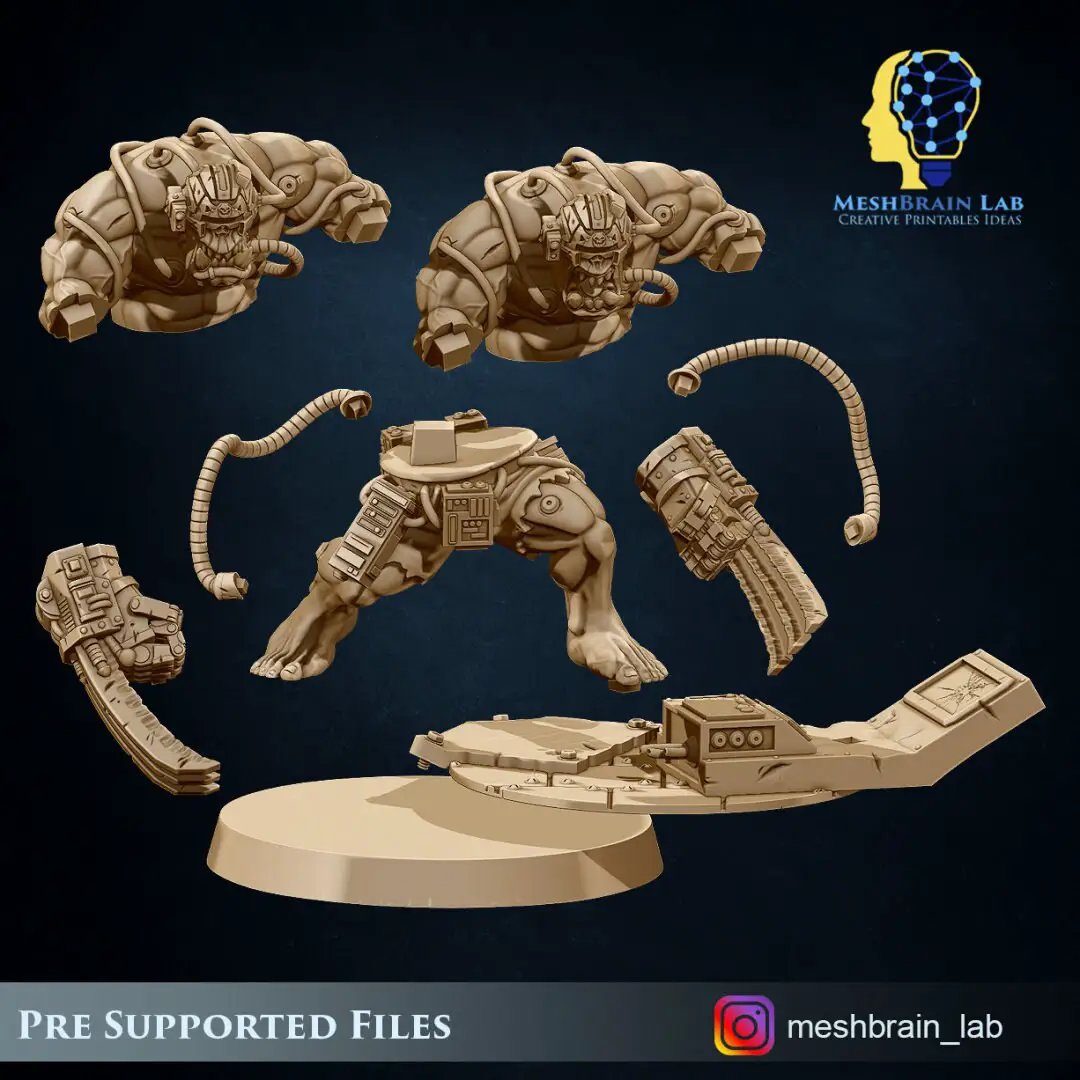 3D printed Ork Weapon Waagh model by Meshbrain Labs Miniatures, detailed miniature for tabletop gaming and display.