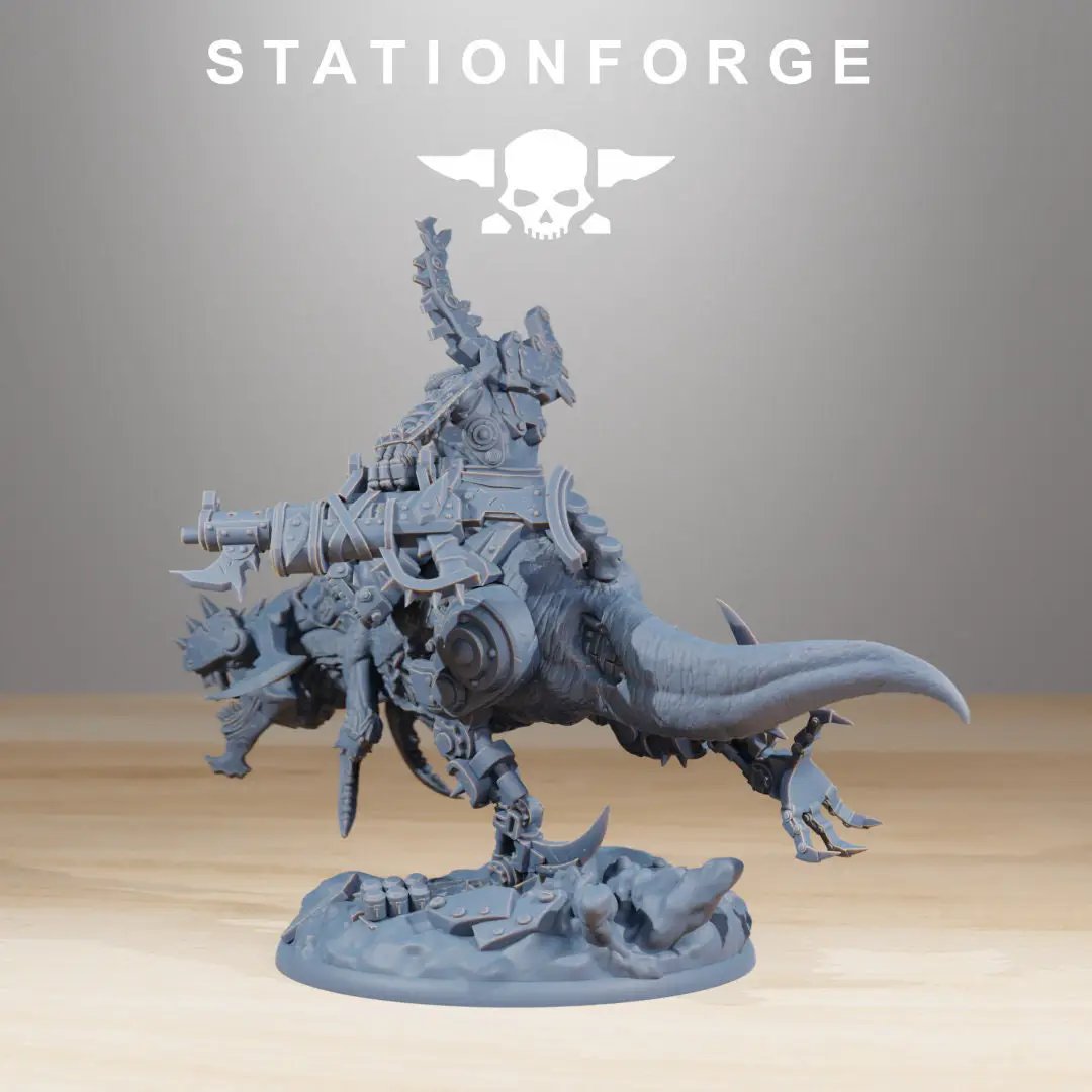 3D printed Orkaz Beast Boss miniature by StationForge Miniatures, detailed model from Last Hope Miniatures with intricate design