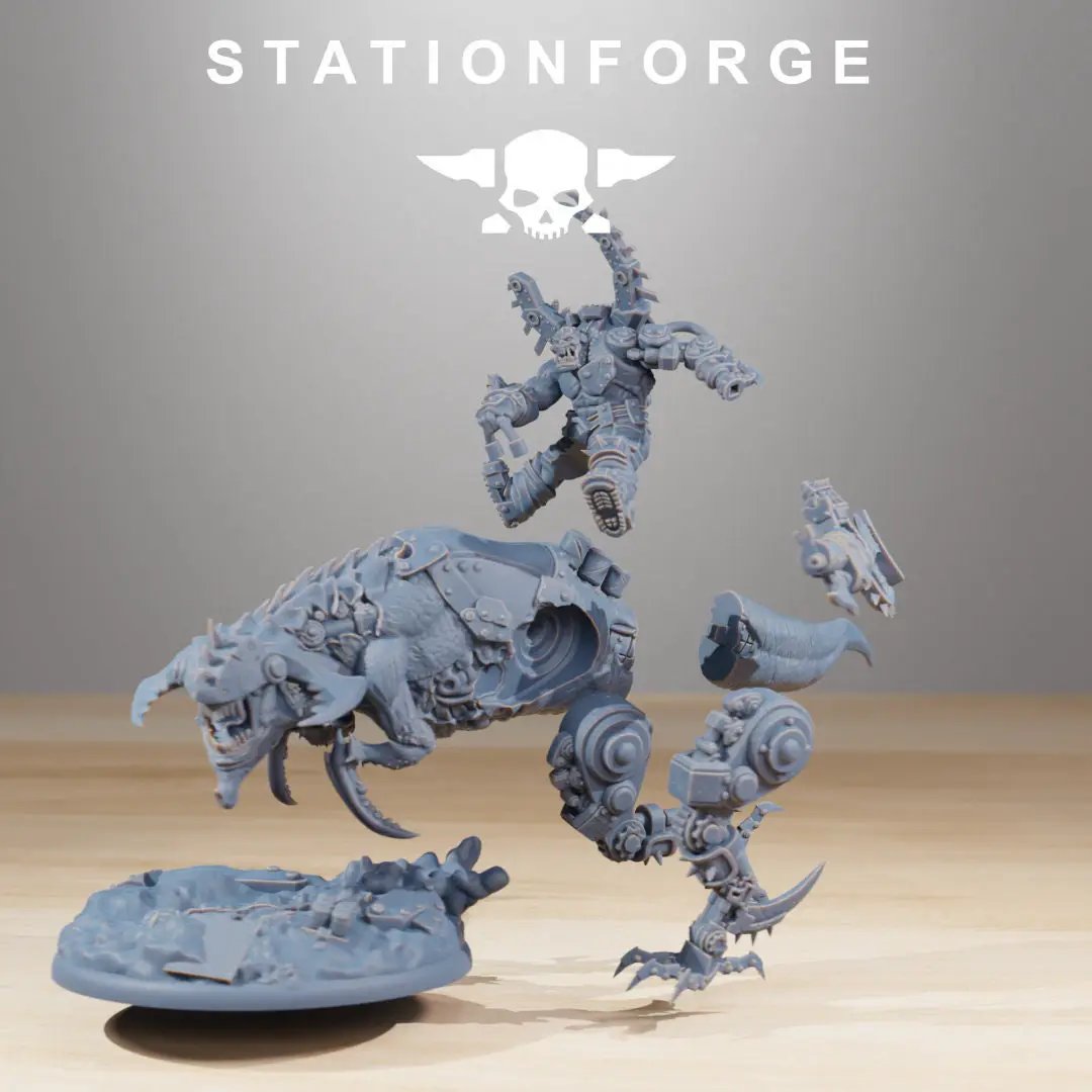 3D printed Orkaz Beast Boss model by StationForge Miniatures, detailed fantasy creature for tabletop gaming, by Last Hope Miniatures