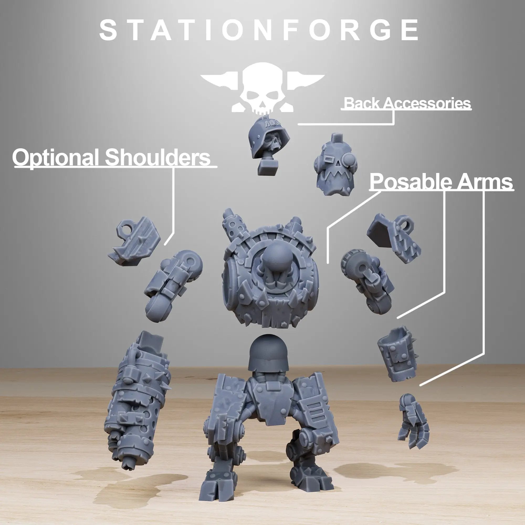 3D printed Orkaz Bot Infantry model by Last Hope Miniatures, featuring detailed robotic figures from StationForge Miniatures.