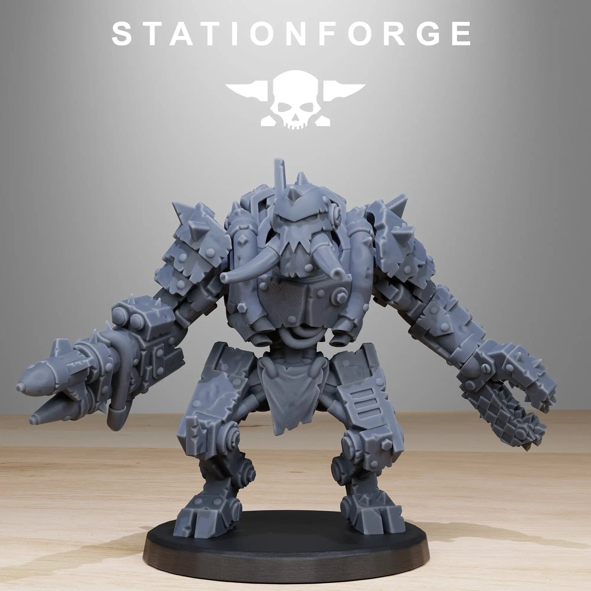 3D printed Orkaz Bot Infantry model by Last Hope Miniatures, showing detailed robotic figure with intricate armor and weaponry.