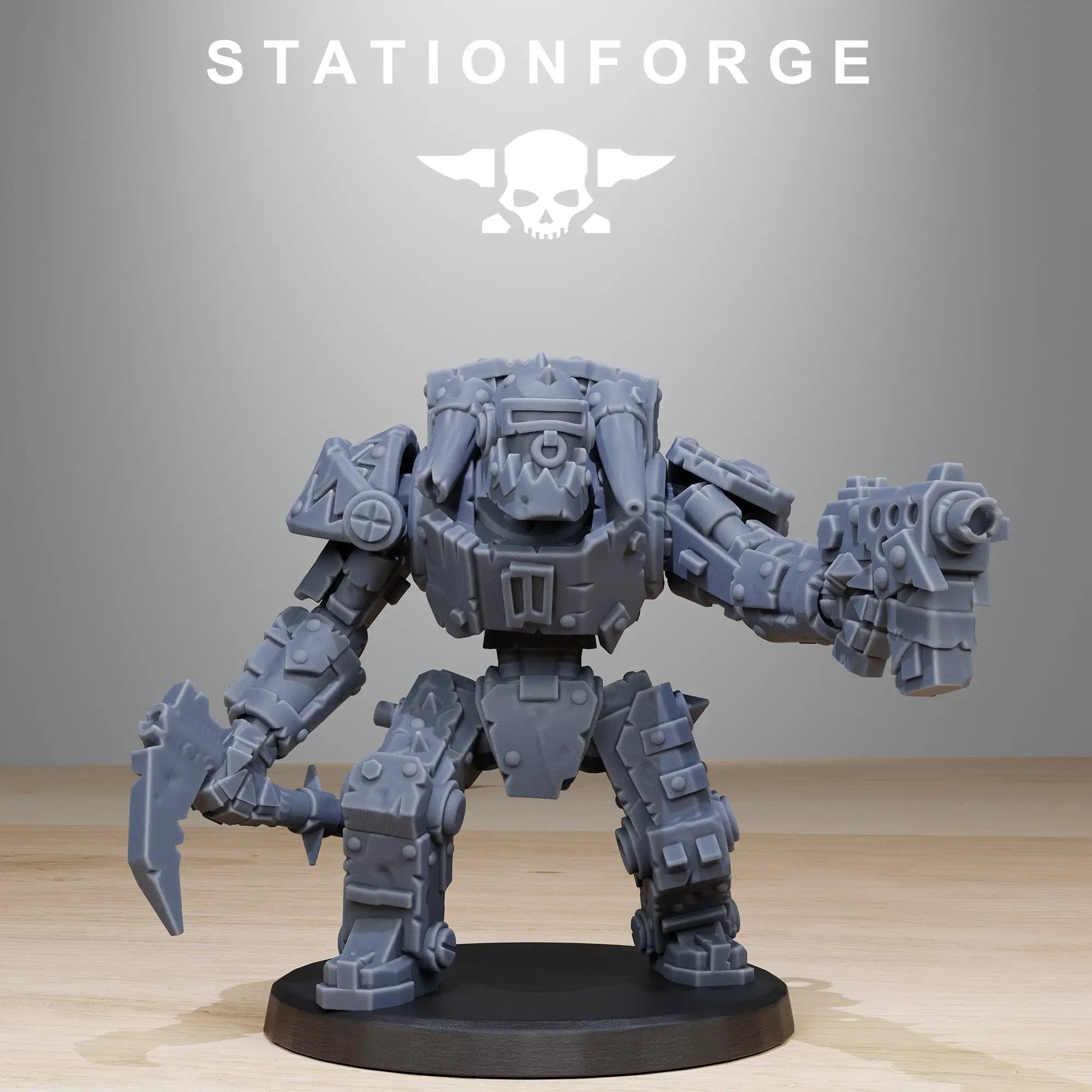 3D printed Orkaz Bot infantry model by Last Hope Miniatures, detailed sci-fi robot figure from StationForge Miniatures collection.