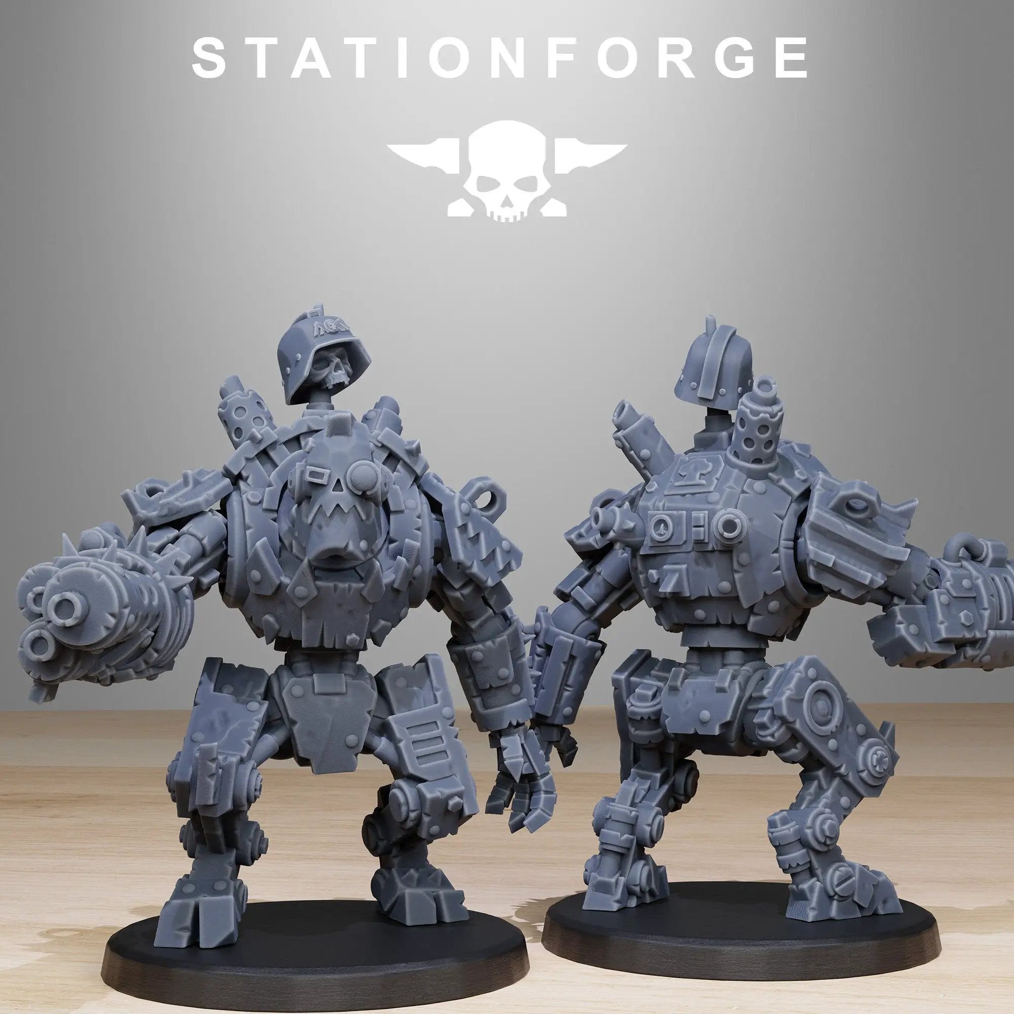 3D printed Orkaz Bots infantry model by StationForge Miniatures, detailed sci-fi robot figures for tabletop gaming.