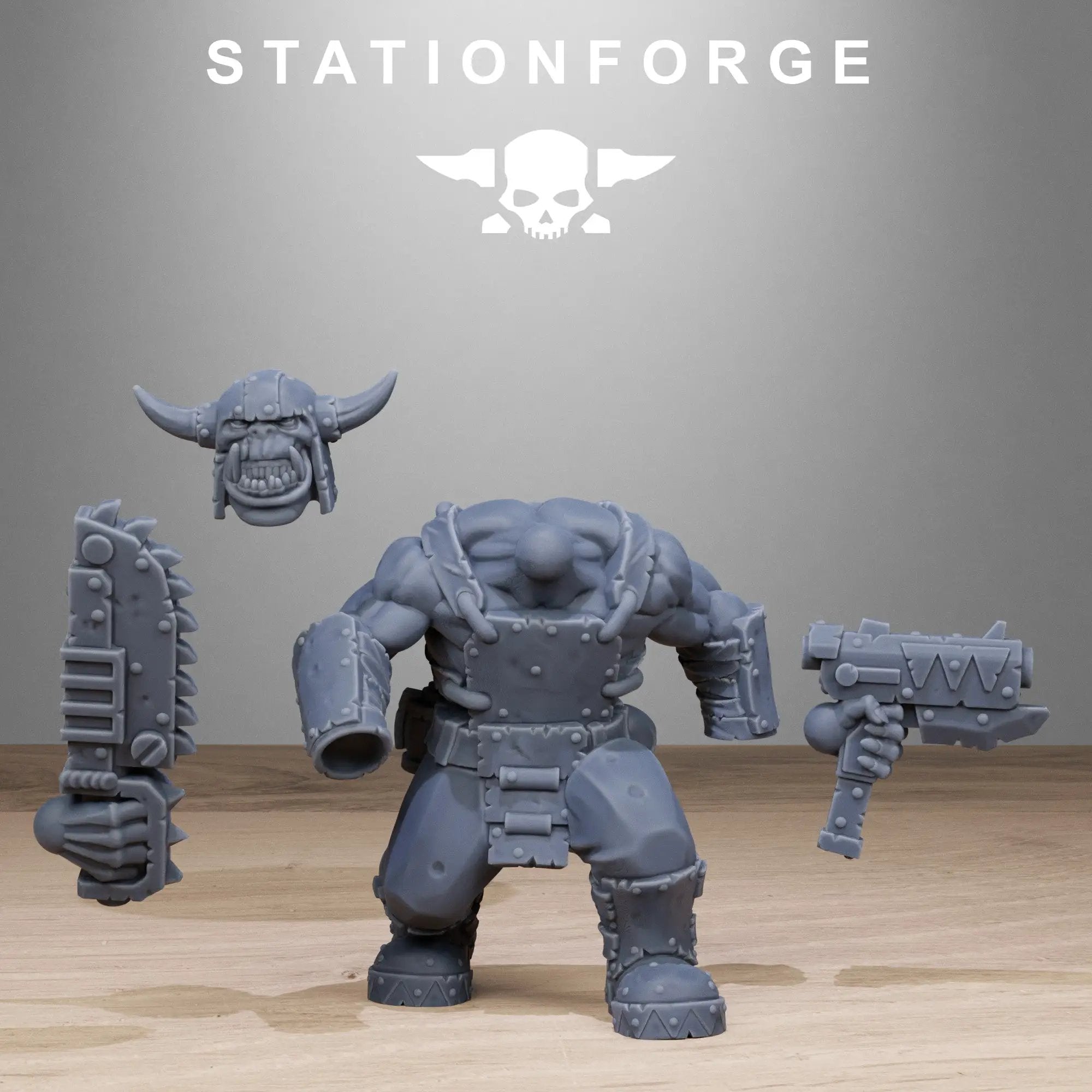 3D printed Orkaz Bros Infantry model by StationForge Miniatures, detailed sci-fi miniatures for tabletop gaming.