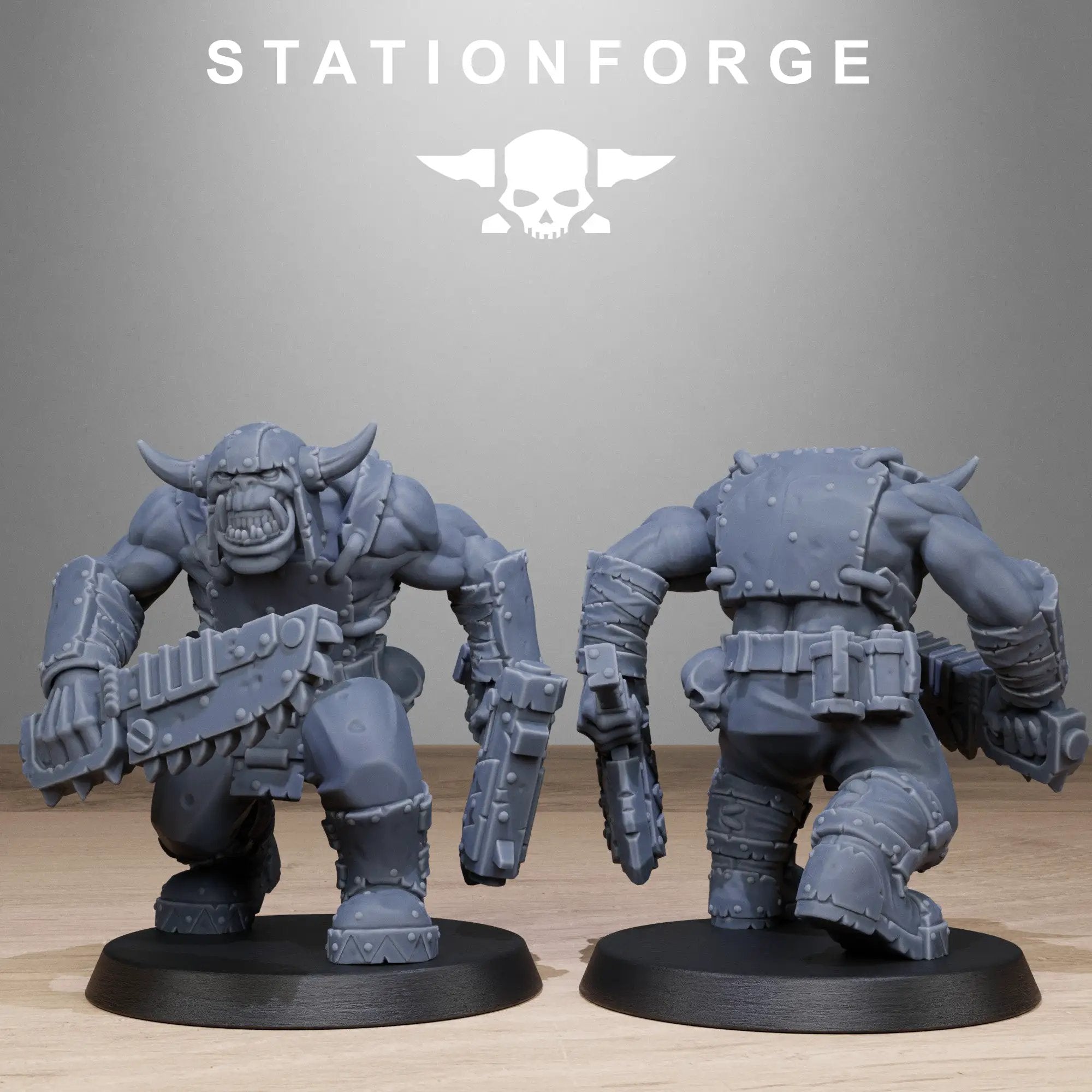 3D printed Orkaz Bros Infantry model by StationForge Miniatures for Last Hope Miniatures, showing detailed miniature figure.