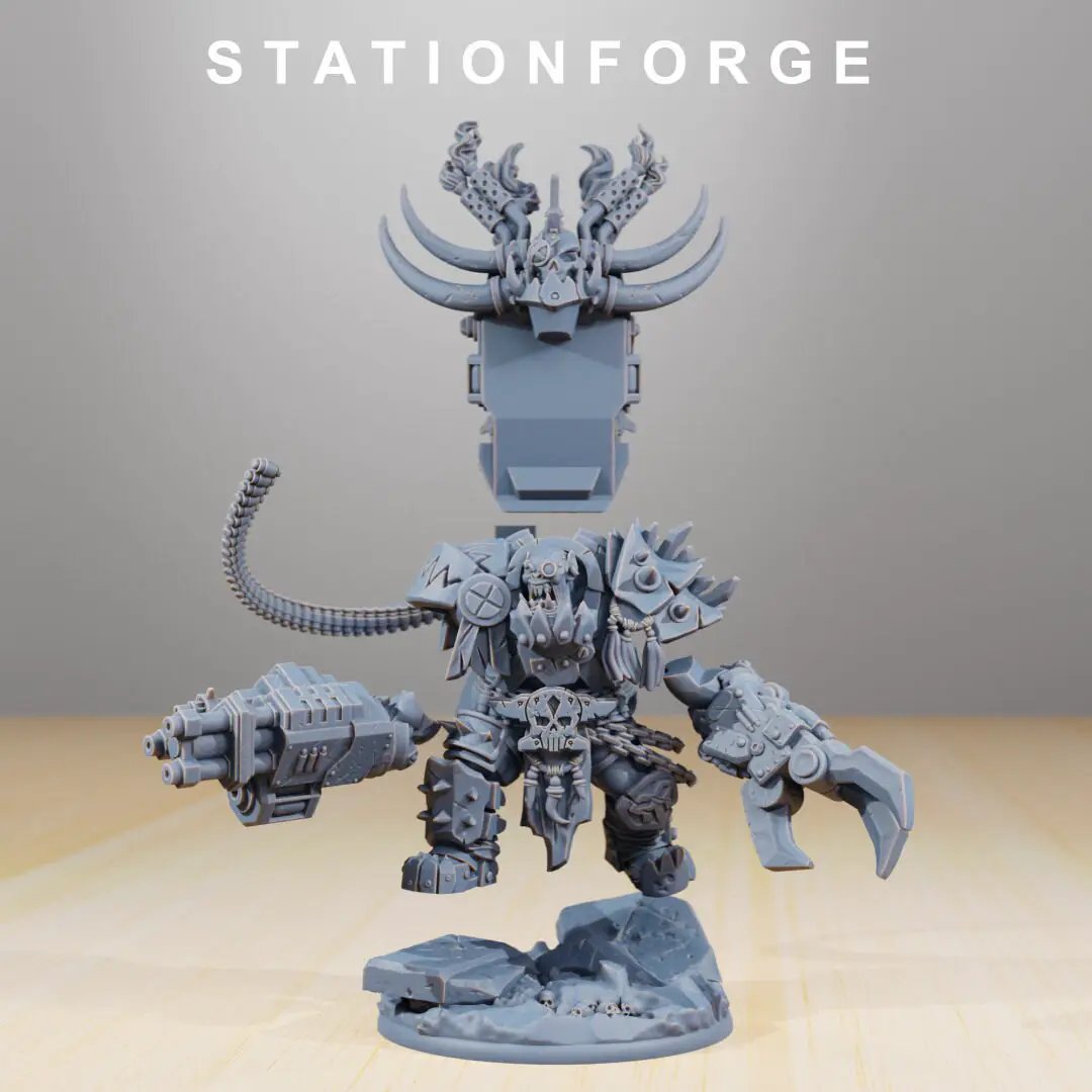 3D printed Orkaz Grand Nutta model by StationForge Miniatures, detailed miniature figure from Last Hope Miniatures.