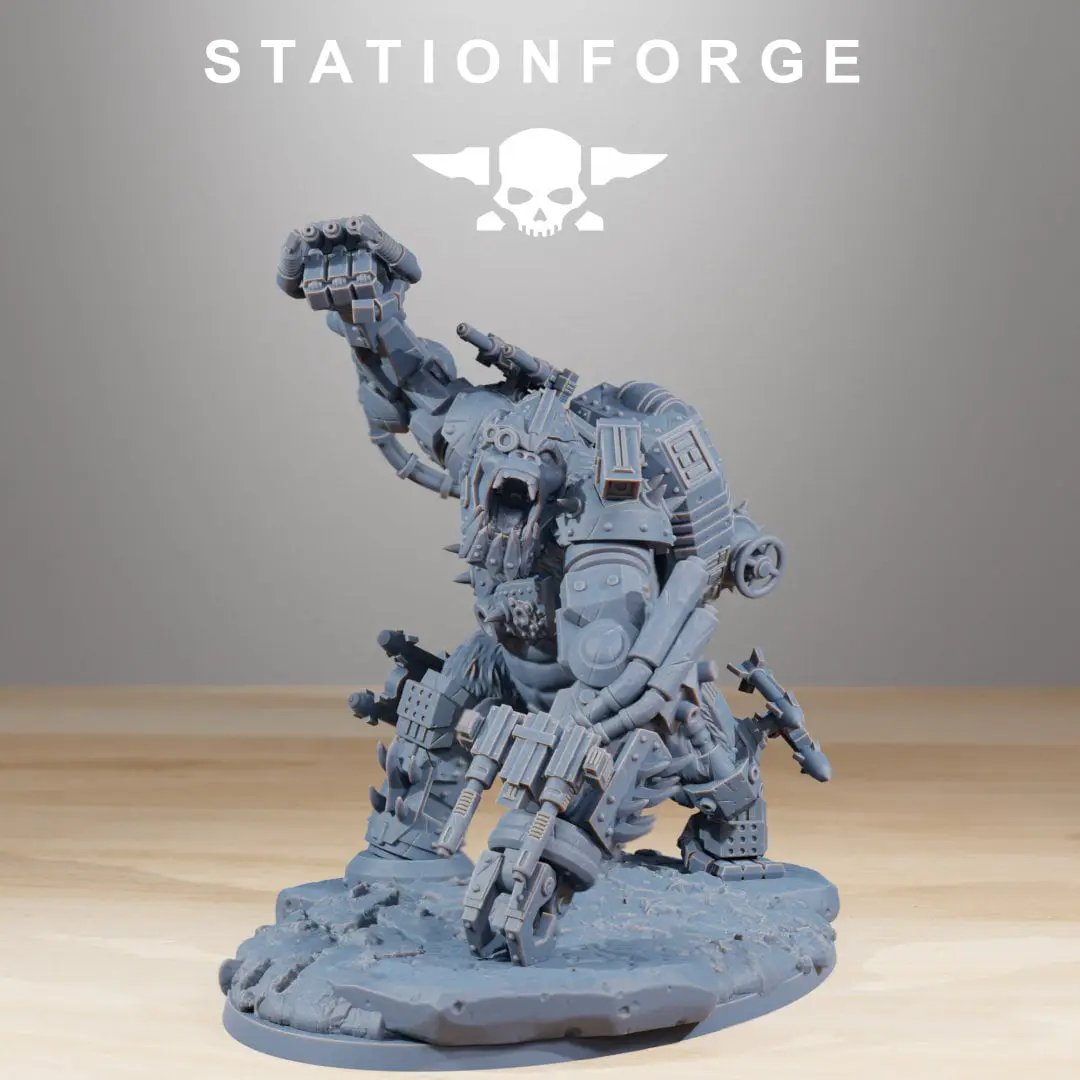 3D printed Orkaz Kong model by Last Hope Miniatures for StationForge Miniatures, featuring detailed sculpting and intricate design.