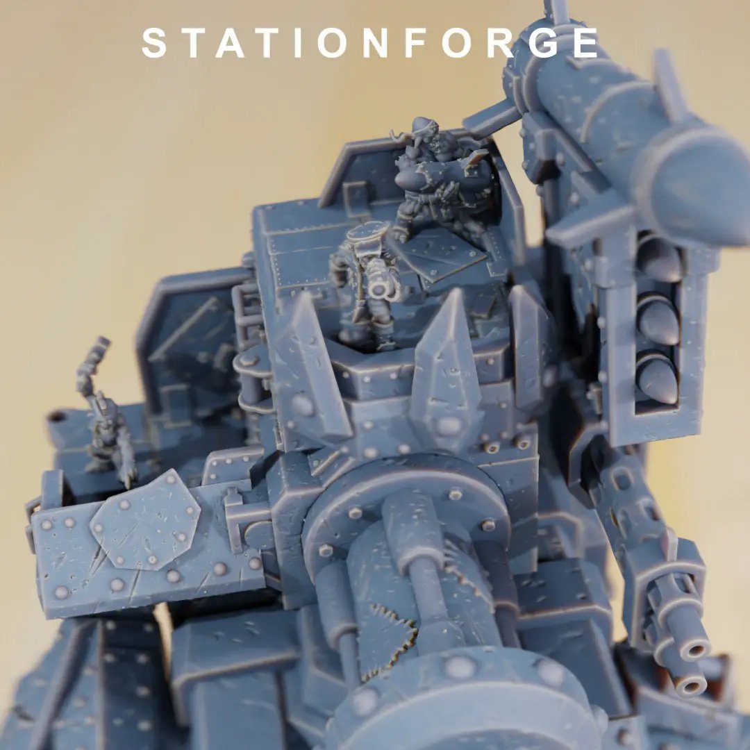 3D printed Orkaz Mega Steppa model by Last Hope Miniatures, detailed miniature figure with intricate design by StationForge Miniatures