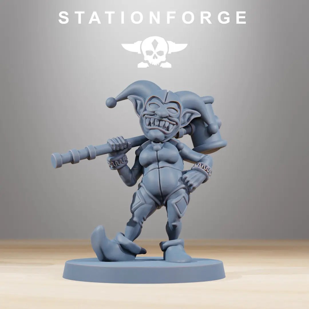 3D printed Orkaz Mobsta model by StationForge, detailed miniature figure from Last Hope Miniatures on a plain background.
