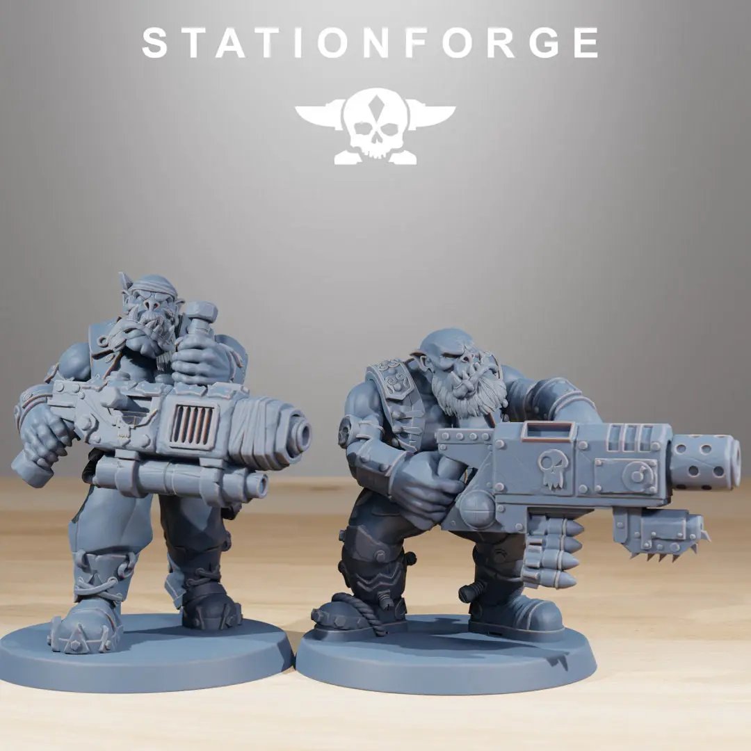 Pack of 10 3D printed Orkaz Pirates models by StationForge Miniatures for Last Hope Miniatures tabletop game.