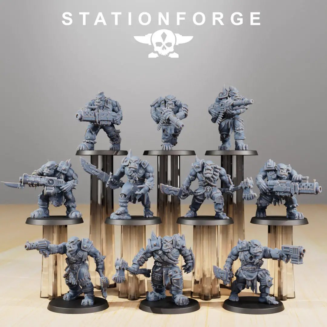 3D printed Orkaz Strappaz model by Last Hope Miniatures, featuring detailed miniature design from StationForge Miniatures.