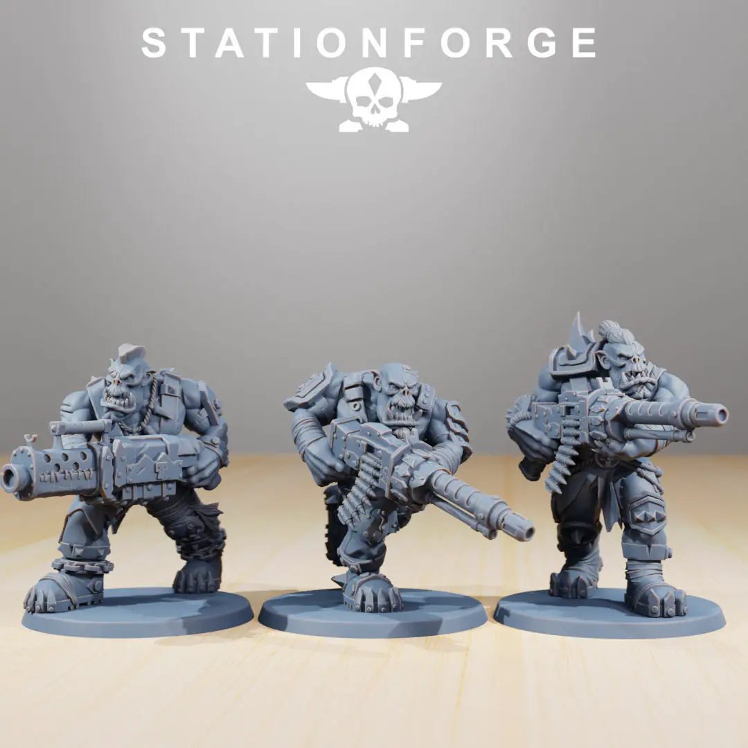 3D printed Orkaz Strappaz x10 model by Last Hope Miniatures, featuring detailed miniature figures with intricate designs for tabletop gaming.