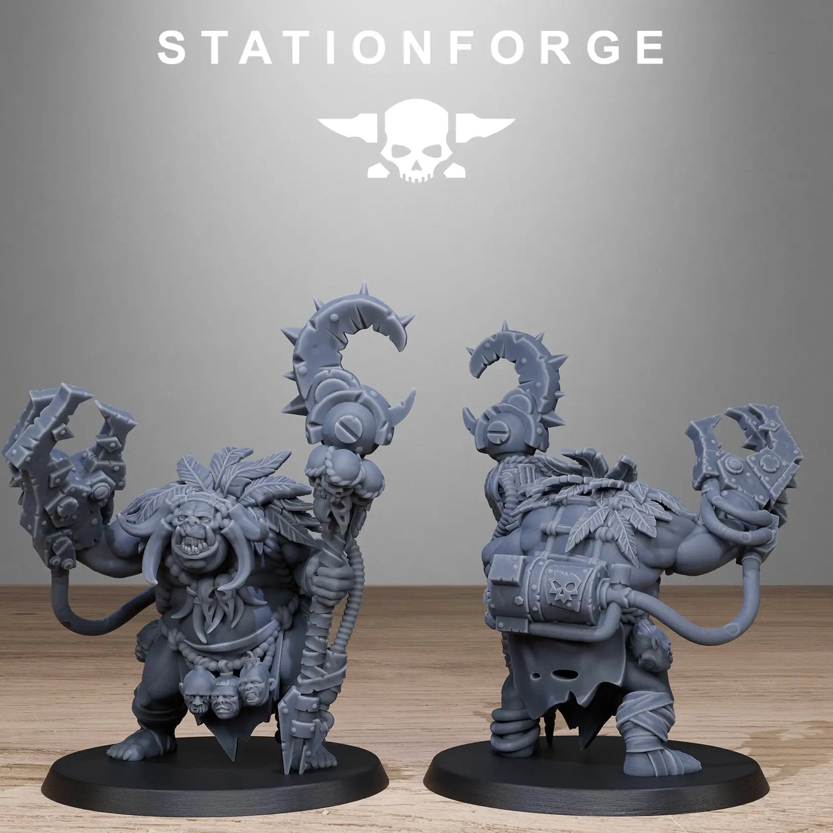 3D printed Orkaz Tribal Infantry model by StationForge Miniatures, detailed tribal warrior figure for tabletop gaming.