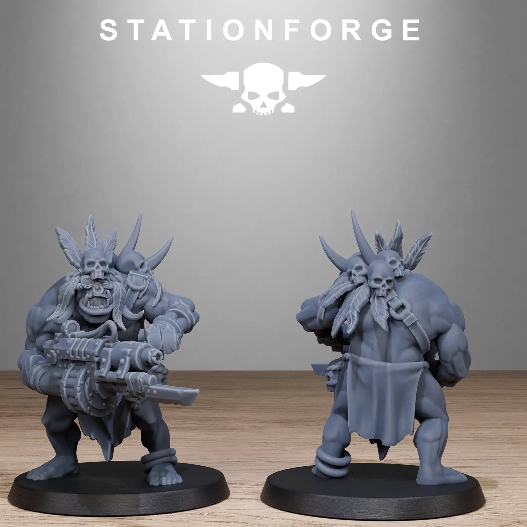 3D printed Orkaz Tribal Infantry model by StationForge Miniatures, featuring detailed tribal armor and weaponry, from Last Hope Miniatures.