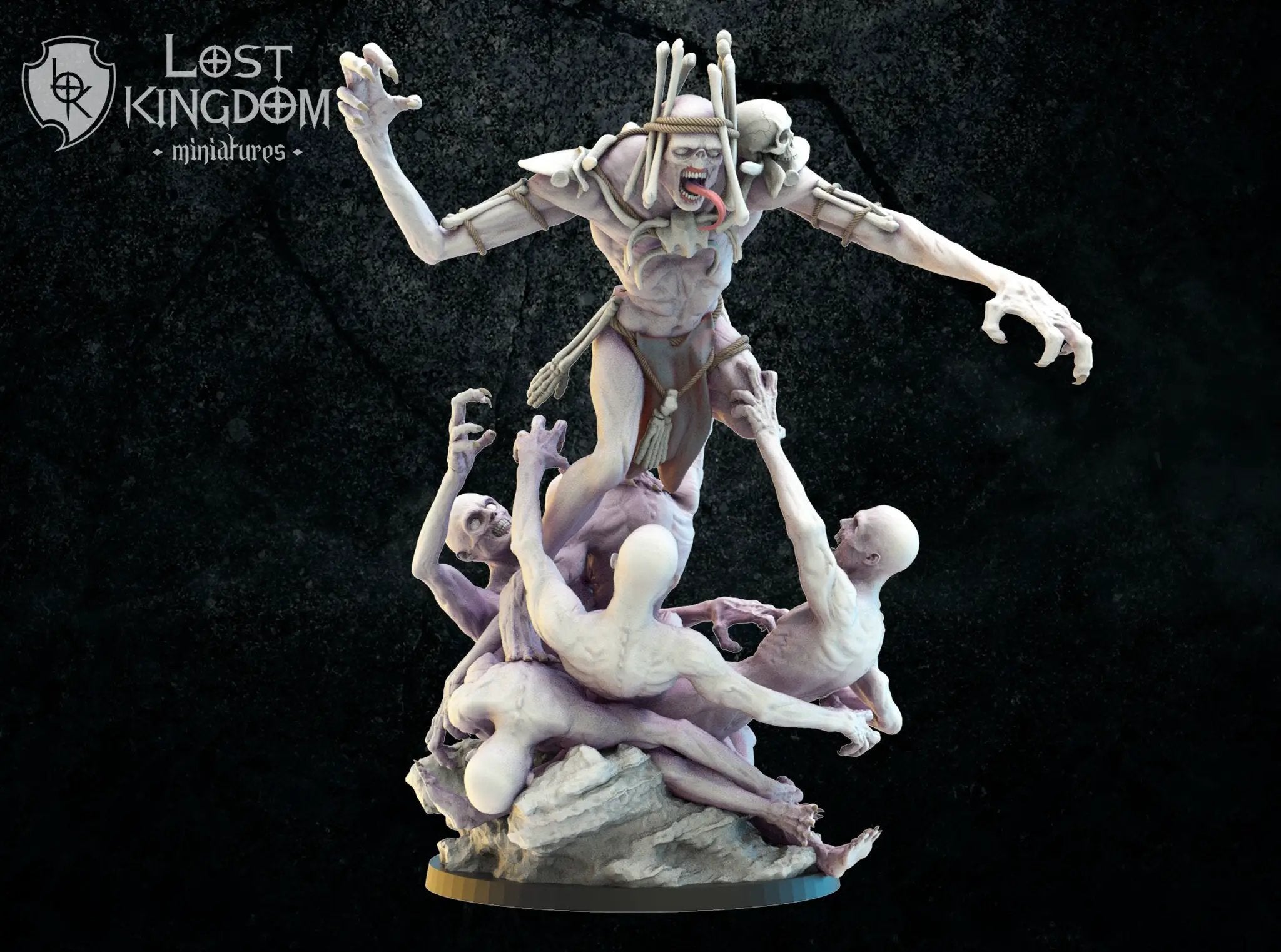 3D printed Ozul Ghul King model by Lost Kingdom Miniatures, detailed fantasy creature with intricate design for tabletop gaming.