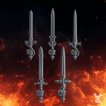 Set of ten 3D printed Pactum Aeternum Crusader swords miniatures by Last Hope Miniatures, detailed model figures for tabletop gaming.