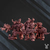 Five 3D printed Pandemic Warriors miniatures by Last Hope Miniatures, assembled models with detailed weapon and armor designs.