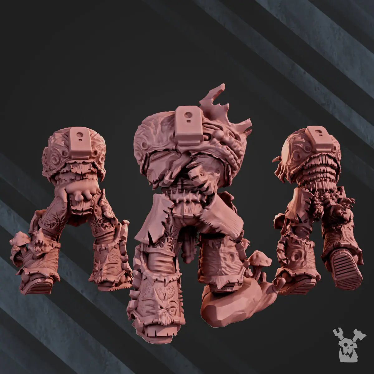 Three 3D printed Pandemic Warriors miniature models by Last Hope Miniatures, featuring detailed military figures from DakkaDakka Miniatures.