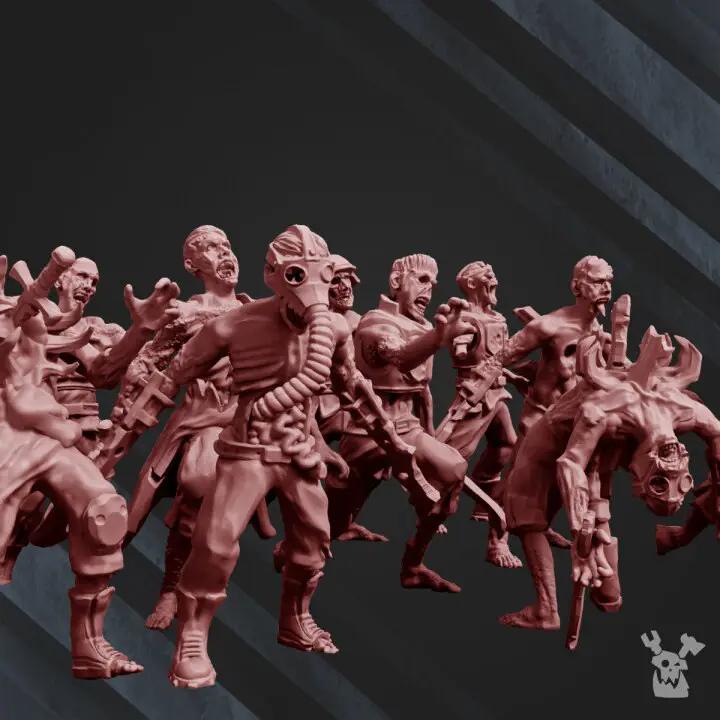 3D printed Pandemic Zombies Squad x10 model by Last Hope Miniatures, featuring detailed zombie figures for tabletop gaming.