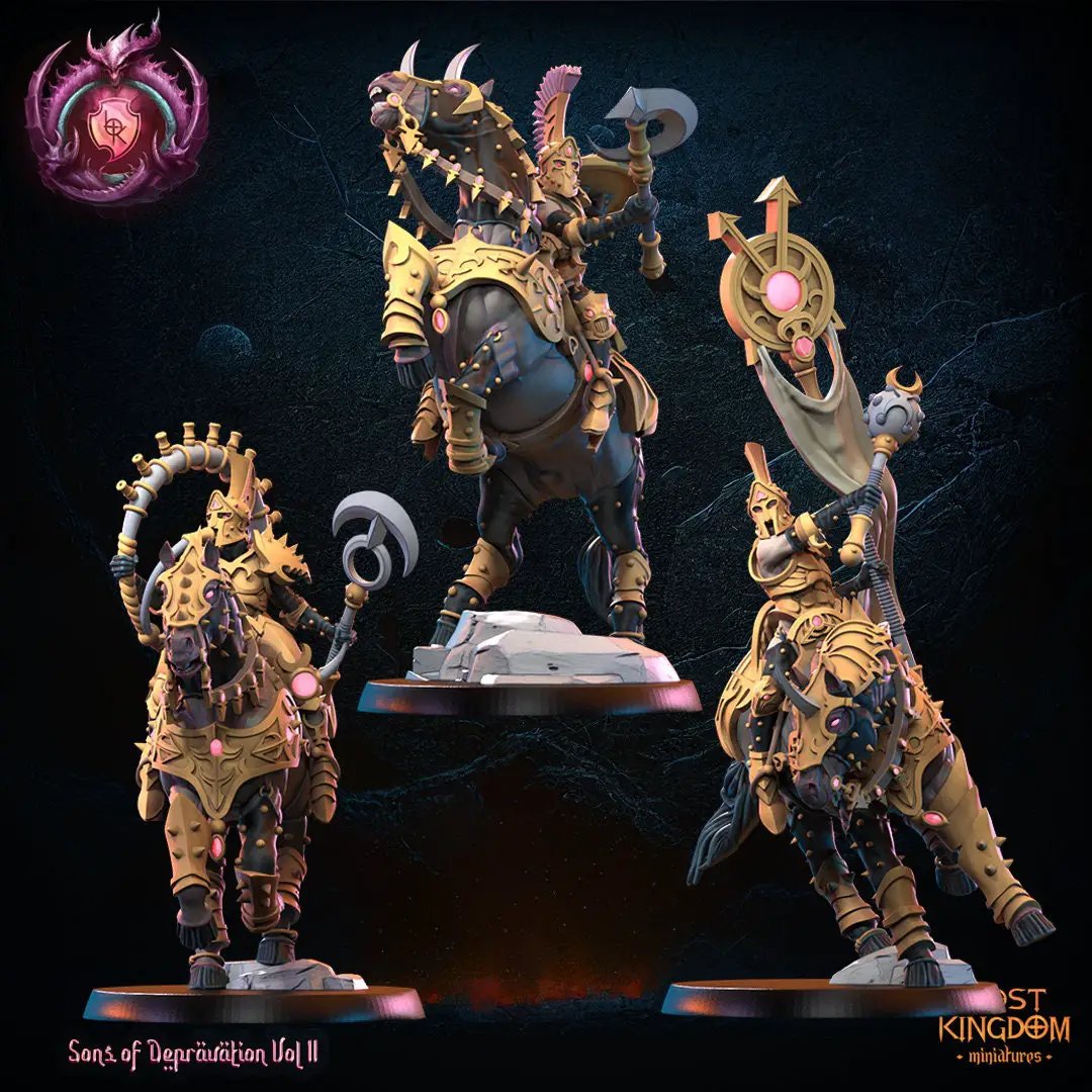 3D printed Perversion Knights Command Group model by Lost Kingdom Miniatures, featuring detailed knight figures in armor.