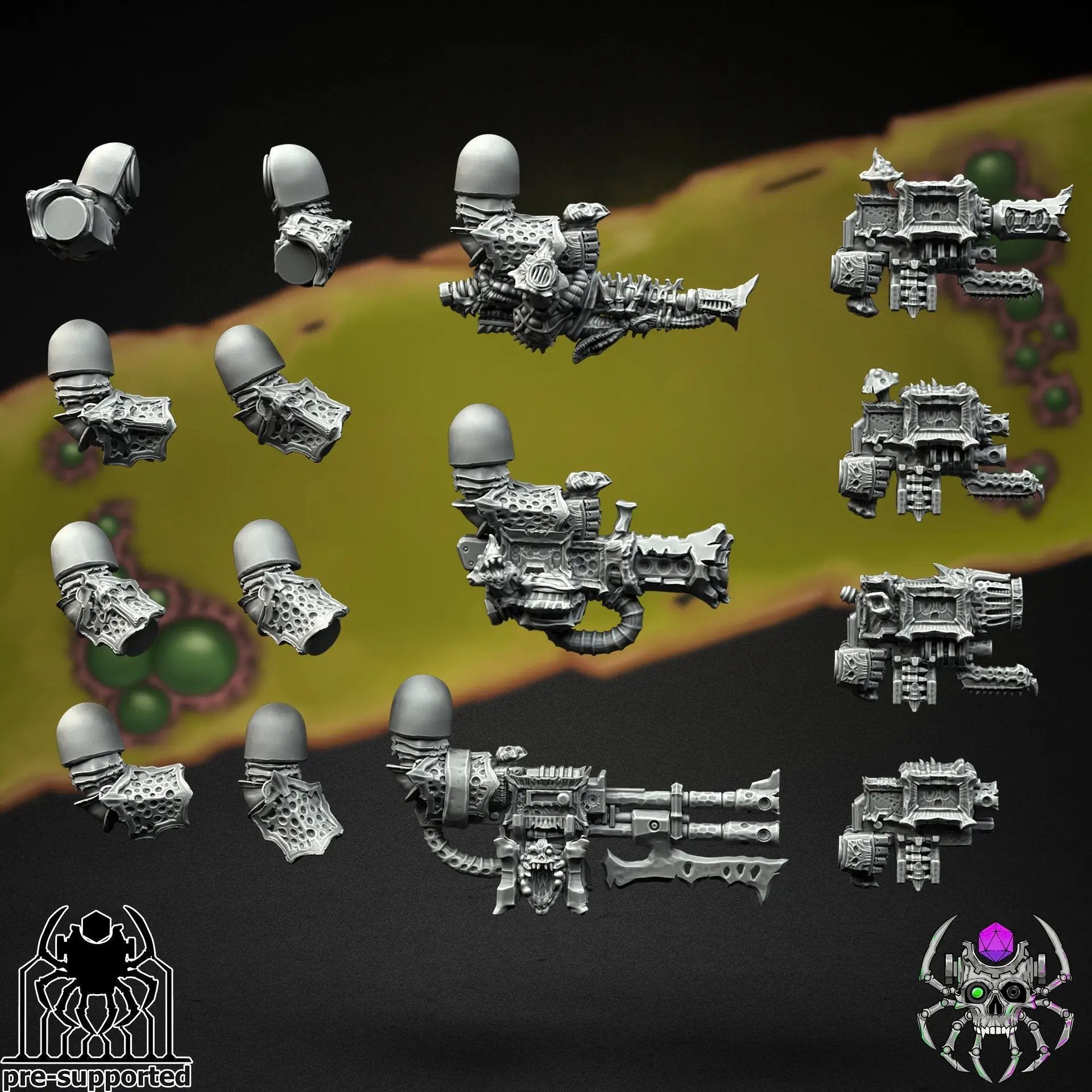 3D printed Plague Bringers model in heavy armor by Last Hope Miniatures, detailed figures with intricate armor and weapon details.