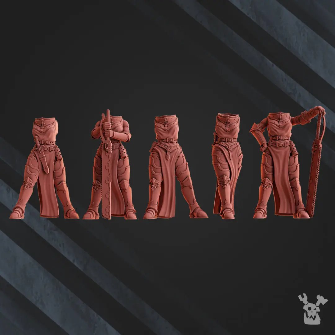 3D printed Battle Sisters squad of five models by Last Hope Miniatures, detailed Warhammer 40K miniatures from DakkaDakka.