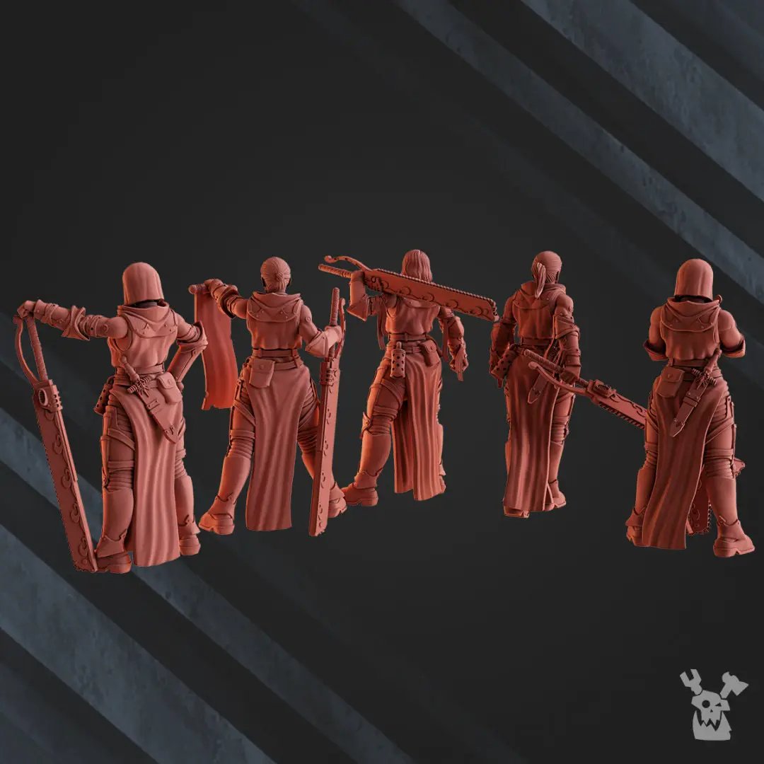 3D printed Battle Sisters Squad of five models by Last Hope Miniatures, detailed 3D printed Warhammer 40K miniatures, DakkaDakka design